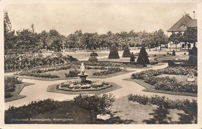 Rosengarten Ostseebad Swinemünde Pommern Postkarte AK 1935