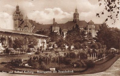 Rosengarten und Strandschloss Solbad Kolberg Pommern Postkarte AK 1928