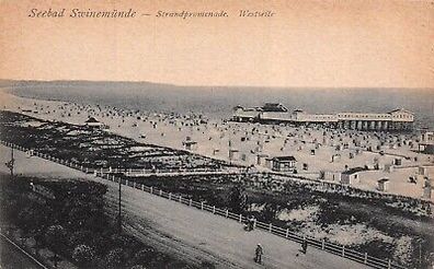 Seebad Swinemünde Strandpromenade Westseite Postkarte AK