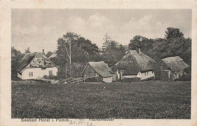 Seebad Horst i. Pomm. (Niechorze) Fischerhäuser Postkarte AK