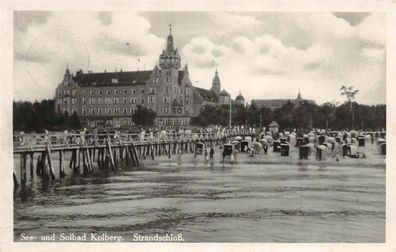 See- und Solbad Kolberg Strandschloß Postkarte AK 1929