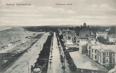 Seebad Swinemünde (Swinoujscie) Panorama Osten Postkarte AK