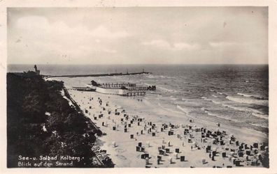 See- u. Solbad Kolberg Blick auf den Strand Postkarte AK 1927