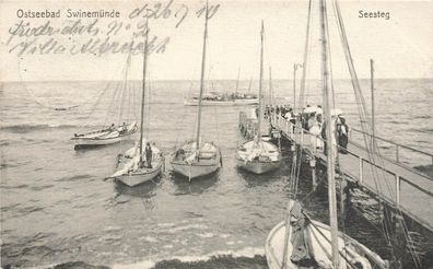 Seesteg Ostseebad Swinemünde Pommern Postkarte AK 1910