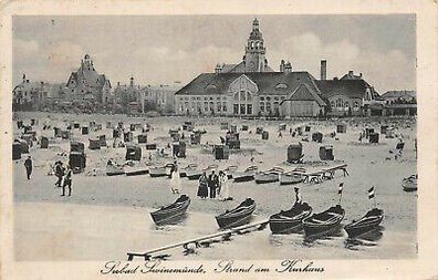 Seebad Swinemünde, Strand am Kurhaus Postkarte 1925