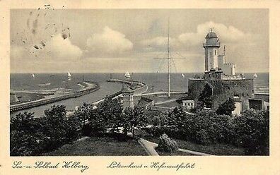 See- und Solbad Kolberg Lotsenhaus u. Hafenausfahrt Postkarte AK