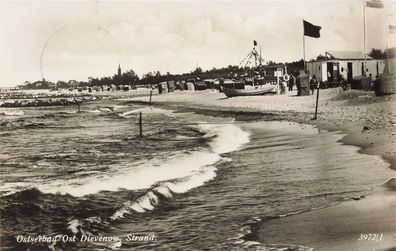 Strand in Ostseebad Ost Dievenow Pommern Postkarte AK 1935