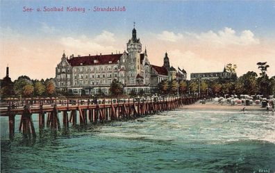 Strandschloss in See- und Soolbad Kolberg Pommern Postkarte AK