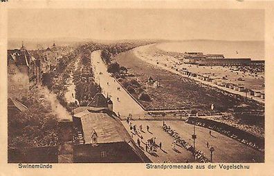 Swinemünde Swinoujscie Vogelschau Strandpromenade Postkarte 1927