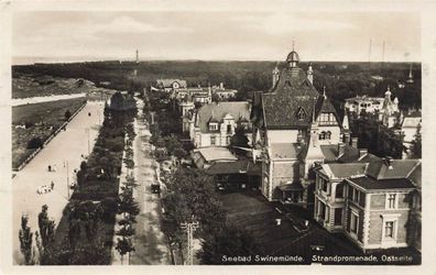 Strandpromenade Ostseite Seebad Swinemünde Pommern Postkarte AK