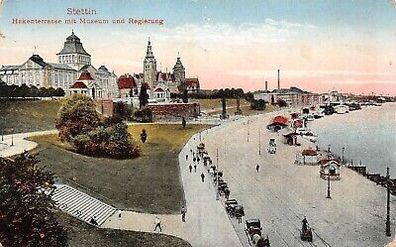 Stettin Hakenterrasse mit Museum und Regierung AK 1940