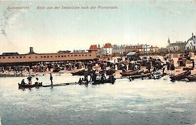 Swinemünde Blick von der Seebrücke nach der Promenade Postkarte AK 1903