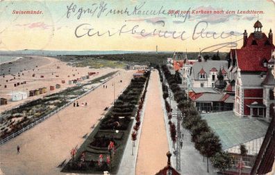 Swinemünde Blick vom Kurhaus nach dem Leuchtturm Postkarte AK 1911