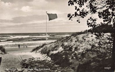 Weg zum Strand in Ostseebad Nest Uniescie Pommern Postkarte AK