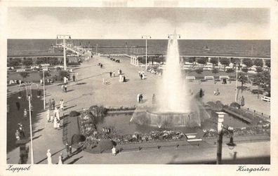 Zoppot Kurgarten mit Brunnen Pommern Postkarte AK