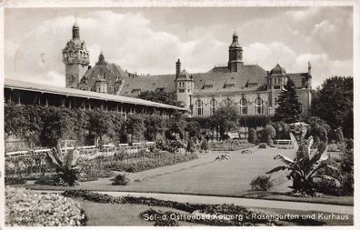 Rosengarten und Kurhaus in Ostseebad Kolberg Pommern Postkarte AK 1938