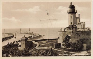 Hafeneinfahrt Ostseebad Kolberg Pommern Postkarte AK