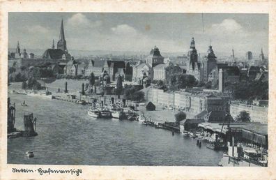 Ansicht Hafen von Stettin Pommern Postkarte AK