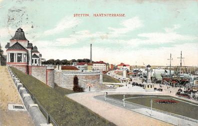 Stettin Hakenterrasse Postkarte 1909