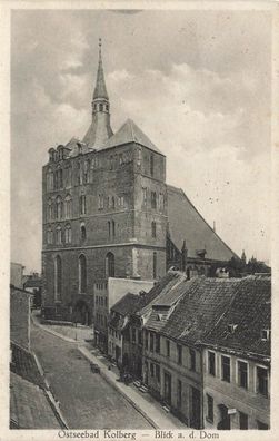 Blick auf Dom im Ostseebad Kolberg Pommern Postkarte AK 1931