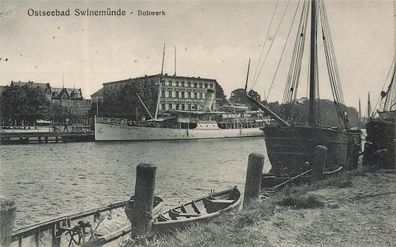 Bollwerk Ostseebad Swinemünde Pommern Postkarte AK