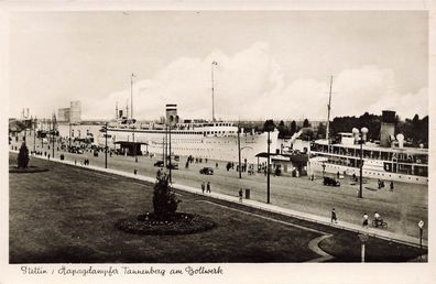 Dampfer Tannenberg am Bollwerk Stettin Pommern Postkarte AK 1940