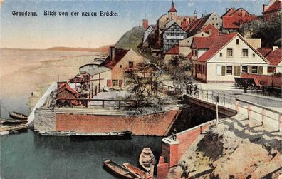 Graudenz (Grudziadz) Blick von der neuen Brücke Feldpostkarte 1916