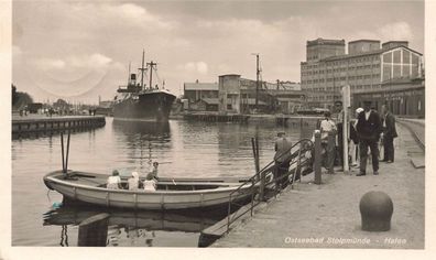 Hafen im Ostseebad Stolpmünde Pommern Postkarte AK 1939