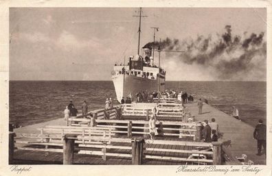 Hansestadt Danzig am Seesteg Zoppot Pommern Postkarte AK 1939