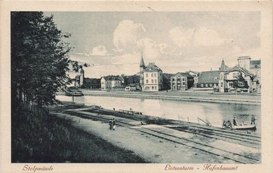 Lotsenturm und Haufenbauamt in Stolpmünde Pommern Postkarte AK 1927