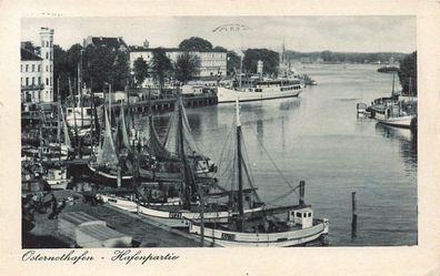 Osternothafen (Warszów) Hafenpartie Swinoujscie Postkarte AK 1938