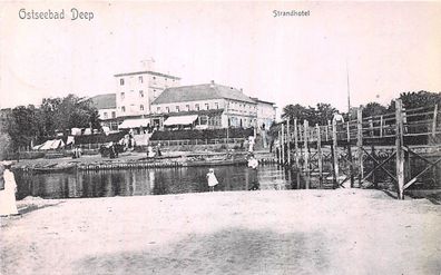 Ostseebad Deep Strandhotel Pommern Postkarte AK