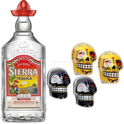 Sierra Tequila Silver 700ml (38% Vol) + 2x Salz und Pfeffer Streuer in Blau & G