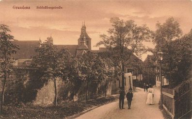 Schlossbergstrasse mit Blick zur Kirche Graudenz Pommern Postkarte AK 1915