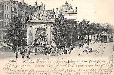 Stettin (Szczecin) Berlinerthor mit dem Felderhoffbrunnen AK 1904