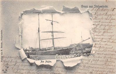 Ustka (Stolpmünde) Am Hafen Postkarte 1905