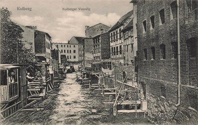 Kolberger Venedig in Kolberg Pommern Postkarte AK 1918