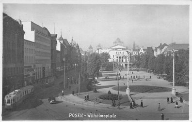 Posen Wilhelmplatz Strassenbahn belebte Strasse Orig. Foto um 1940