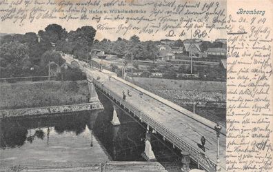 Bromberg, Hafen u. Wilhelmsbrücke, Postkarte 1904