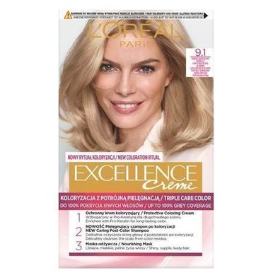 L'Oreal Paris Excellence Creme 9.1 Blond Popielaty 1 Packungsgröße