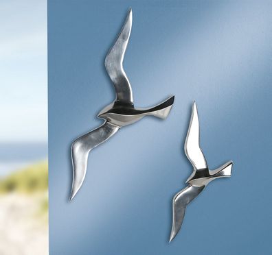 GILDE Wandobjekt, Vogel, "Flying Bird", Aluminium, silberfarben, , B. 19 cm, H