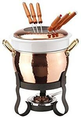 Sambonet RAME Serie 15400 Kupfer/Porzellan Fondue 11-teilig P0044-P00856-15430-11