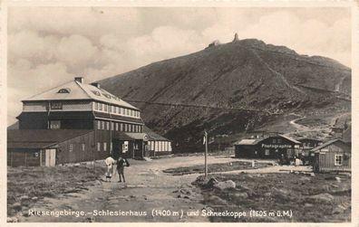 Riesengebirge Schlesierhaus und Schneekoppe Postkarte AK