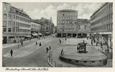 Peter-Paul-Platz mit Stadtsparkasse in Hindenburg Schlesien Postkarte AK 1939