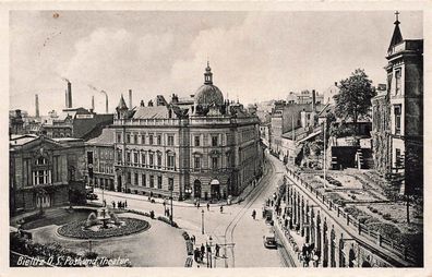 Post und Theater Bielitz O.S. Schlesien Postkarte AK 1941