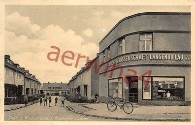 Siedlung Windmühlenberg Gnadenfrei in Schlesien Kinder am Laden Postkarte