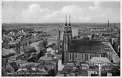 Schlesien Oppeln O.-S. mit Oder und Kreuzkirche Fotokarte 1939