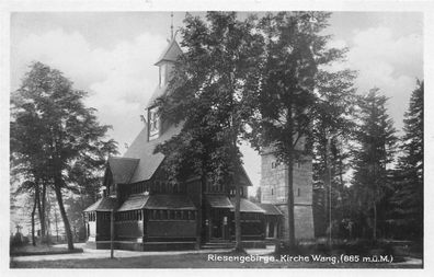 Schlesien Riesengebirge Kirche Wang Postkarte Beschrieben