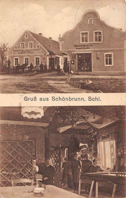 Schönbrunn Schlesien Laden Warenhandlung Postkarte 1926