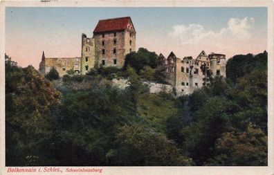 Schweinhausburg in Bolkennain Schlesien Postkarte AK 1944